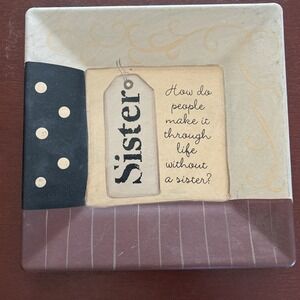 Barbara Lloyd Sister Plate Square Decorative‎ Sentiment Gift Home Decor